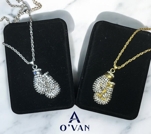Stainless Steel Iced-Out Boxing Glove Necklace