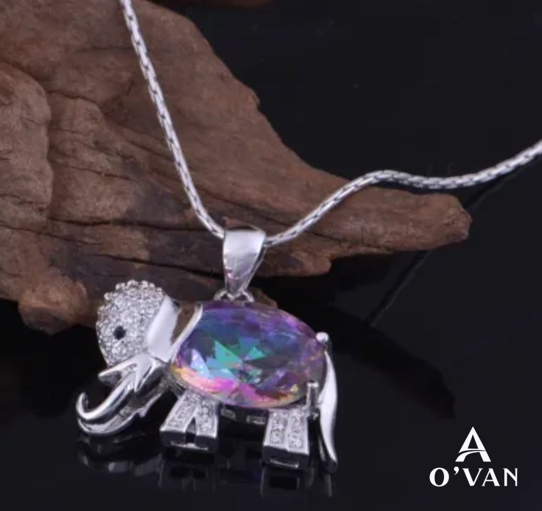 Ladies Silver Majestic Elephant Necklace