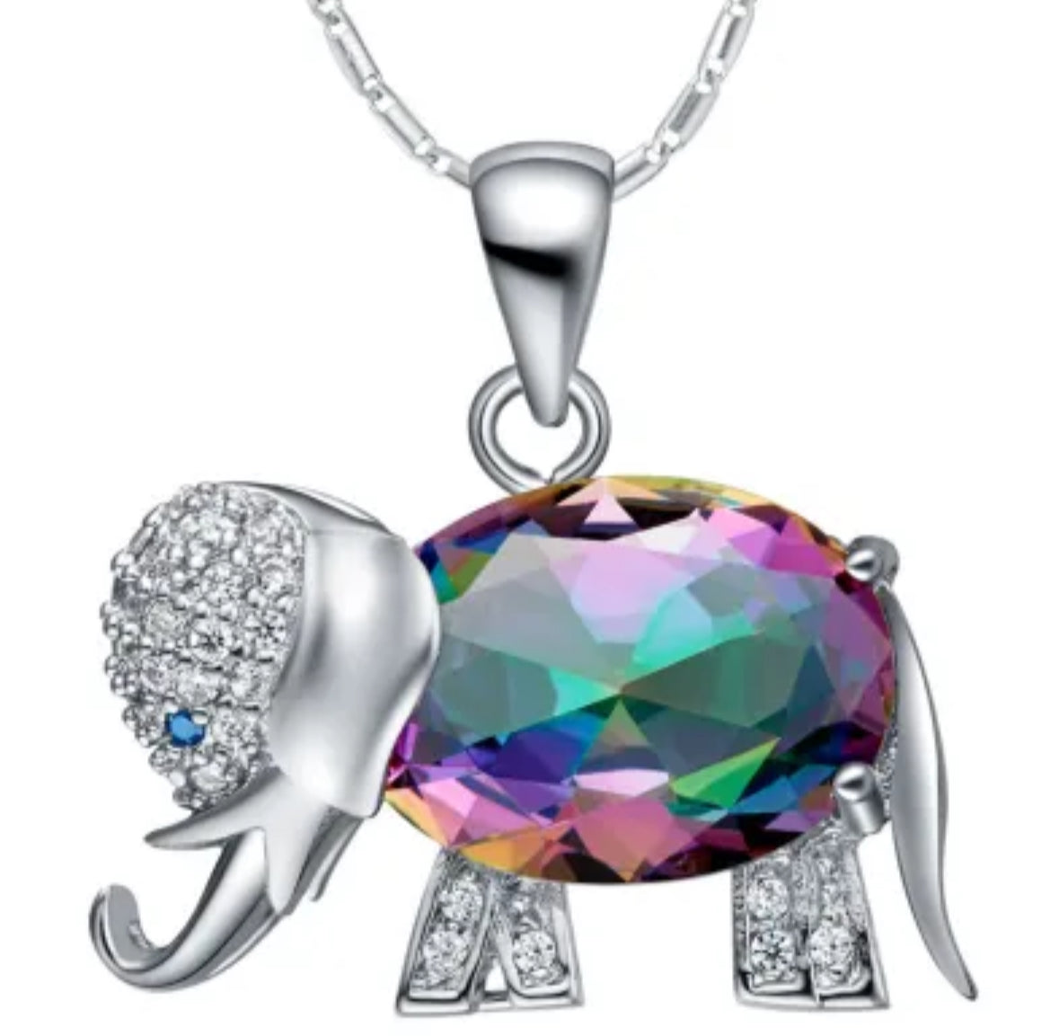 Ladies Silver Majestic Elephant Necklace