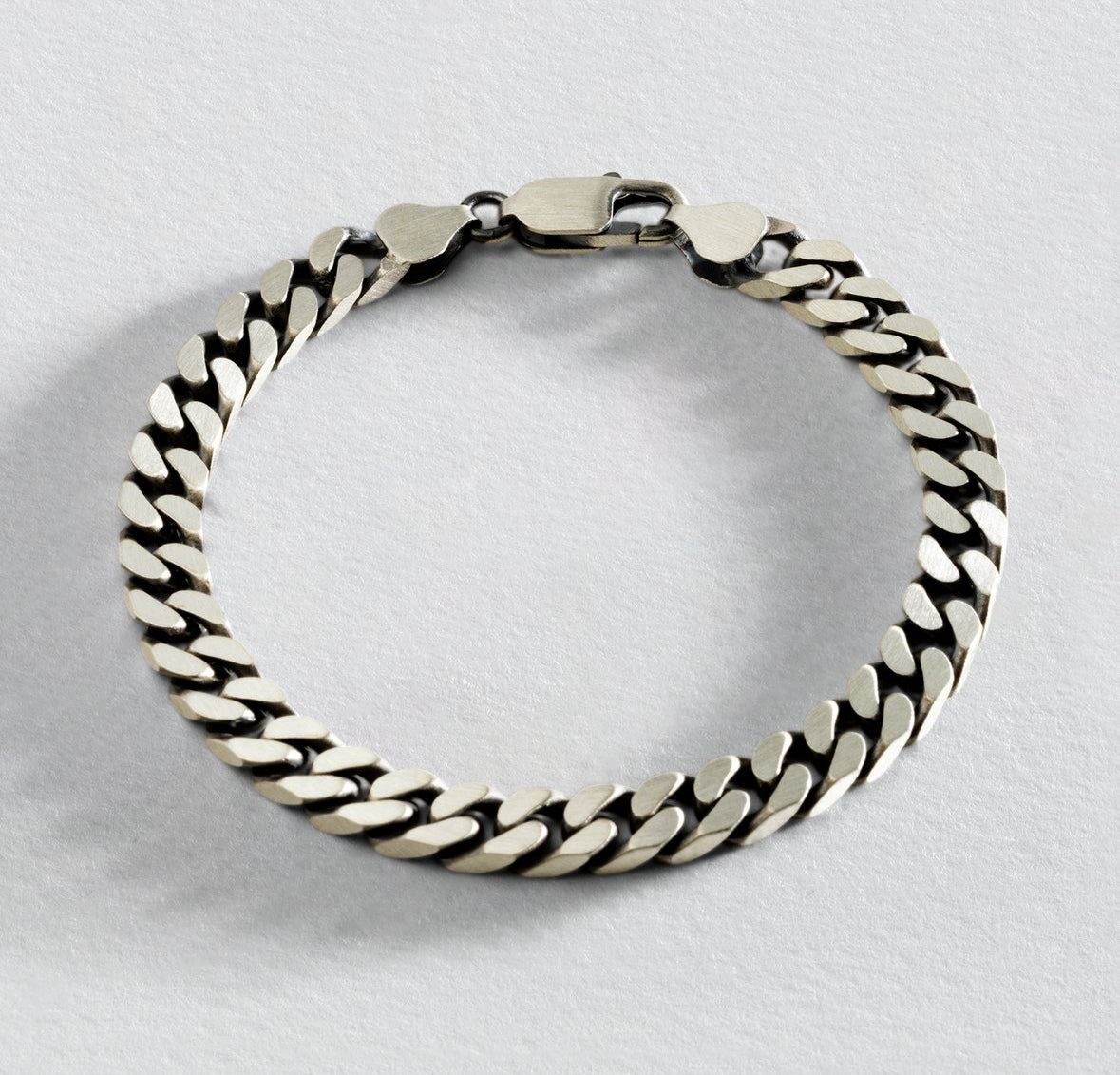 Men's Chunky Solid Silver Oxidized Curb Bracelet