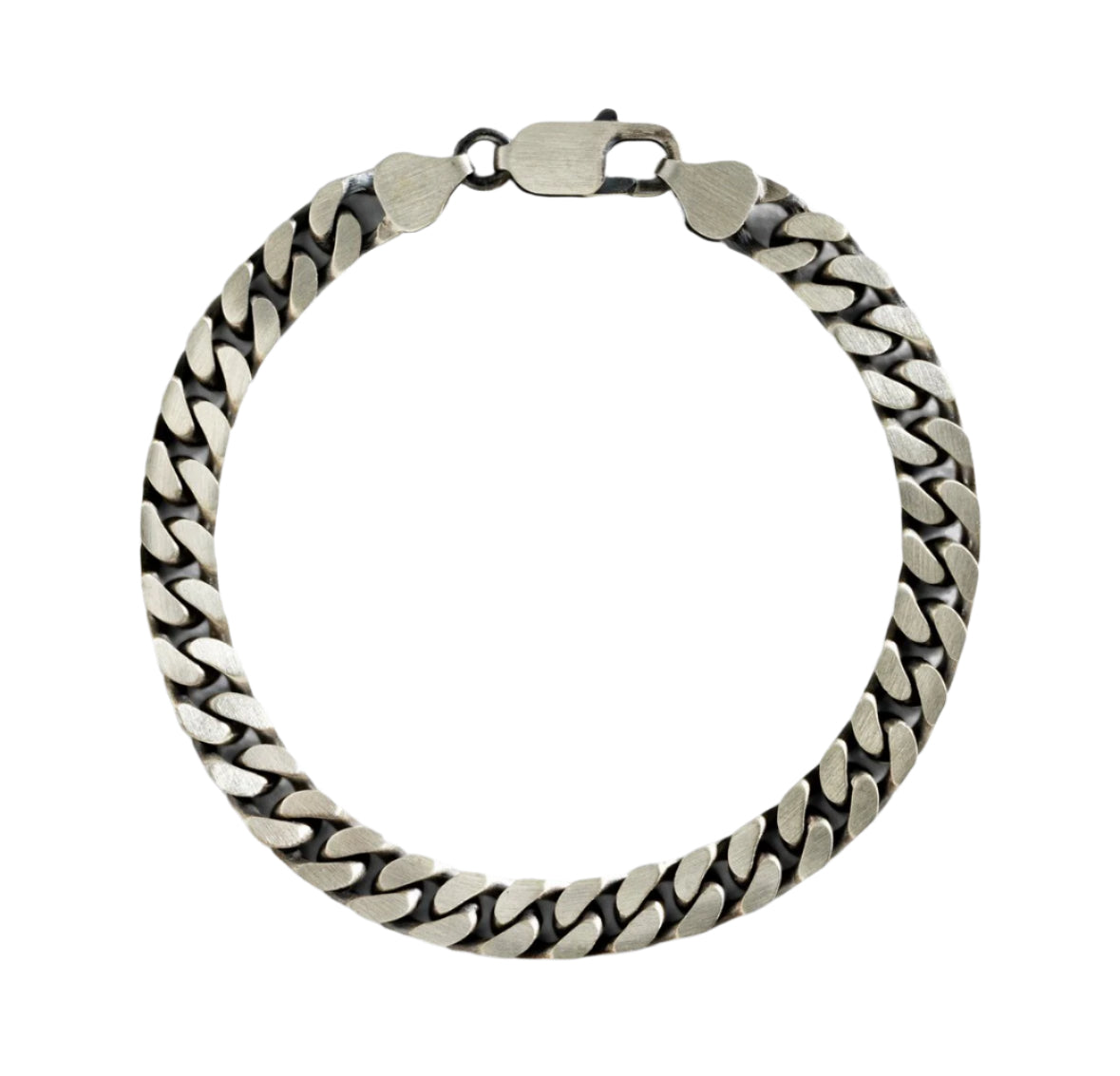 Men's Chunky Solid Silver Oxidized Curb Bracelet