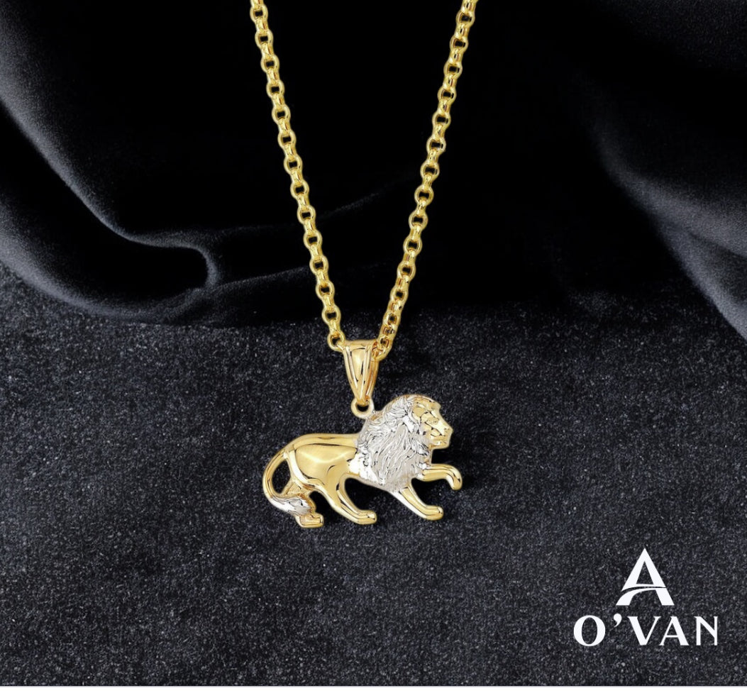 Men's 9ct Gold Two Tone Lion Pendant