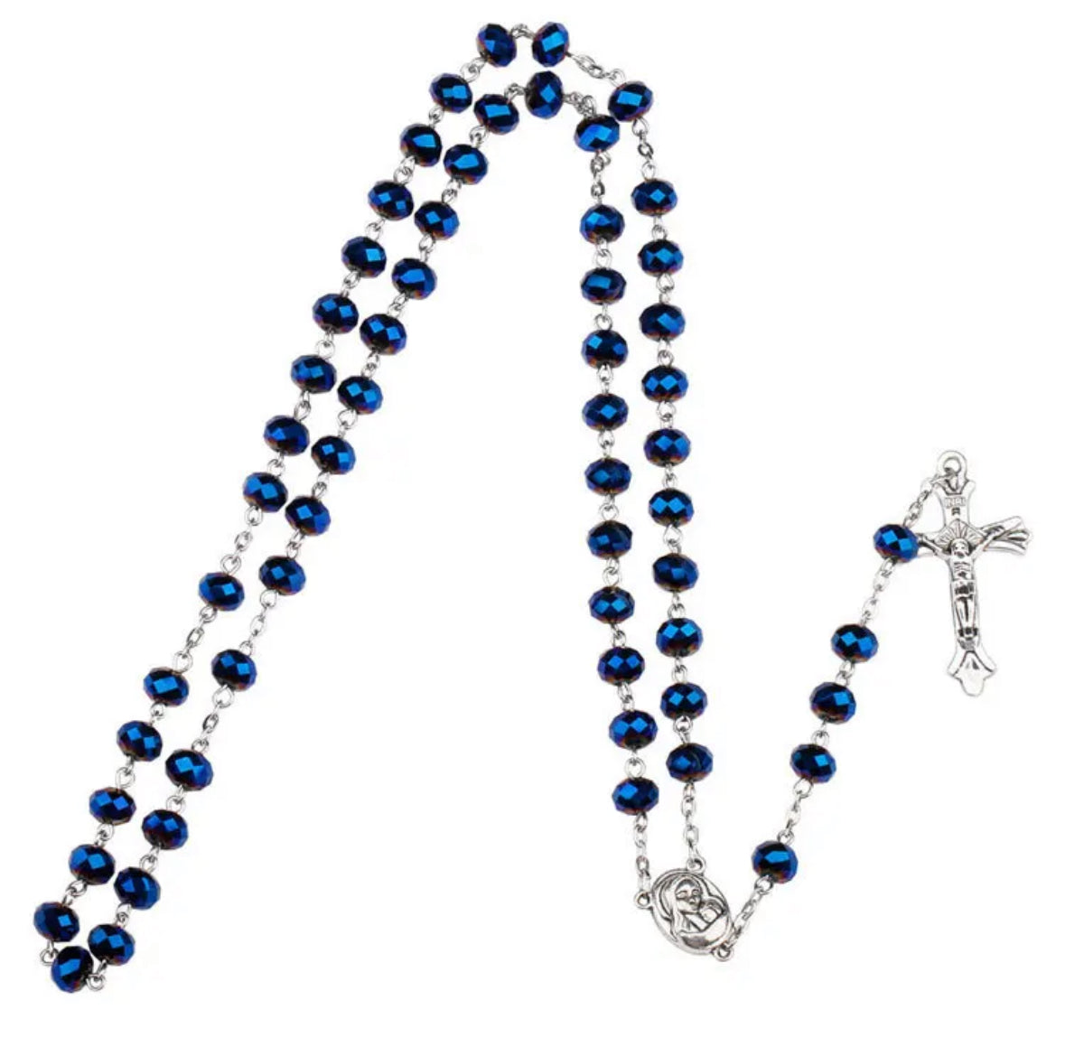 Blue Crystal Rosary Beads