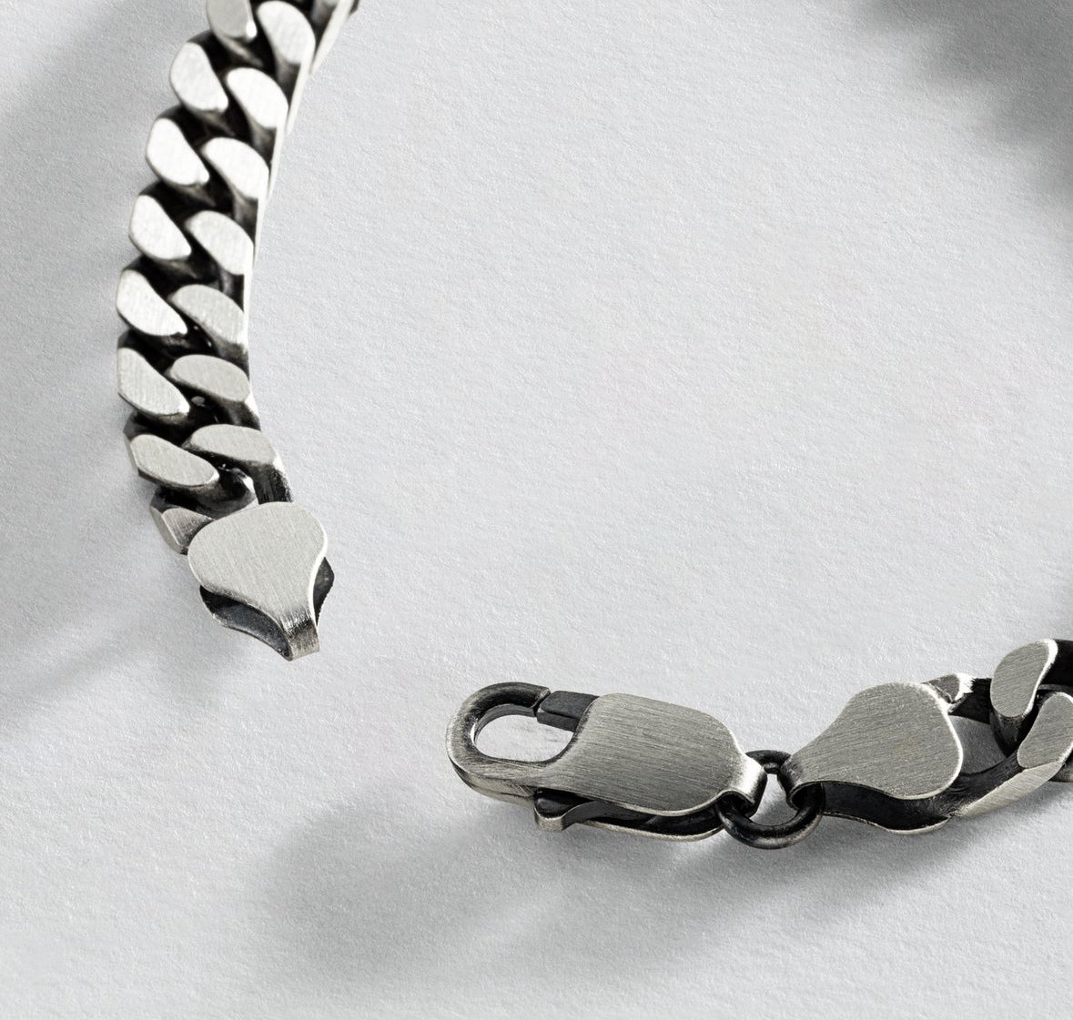 Men's Chunky Solid Silver Oxidized Curb Bracelet