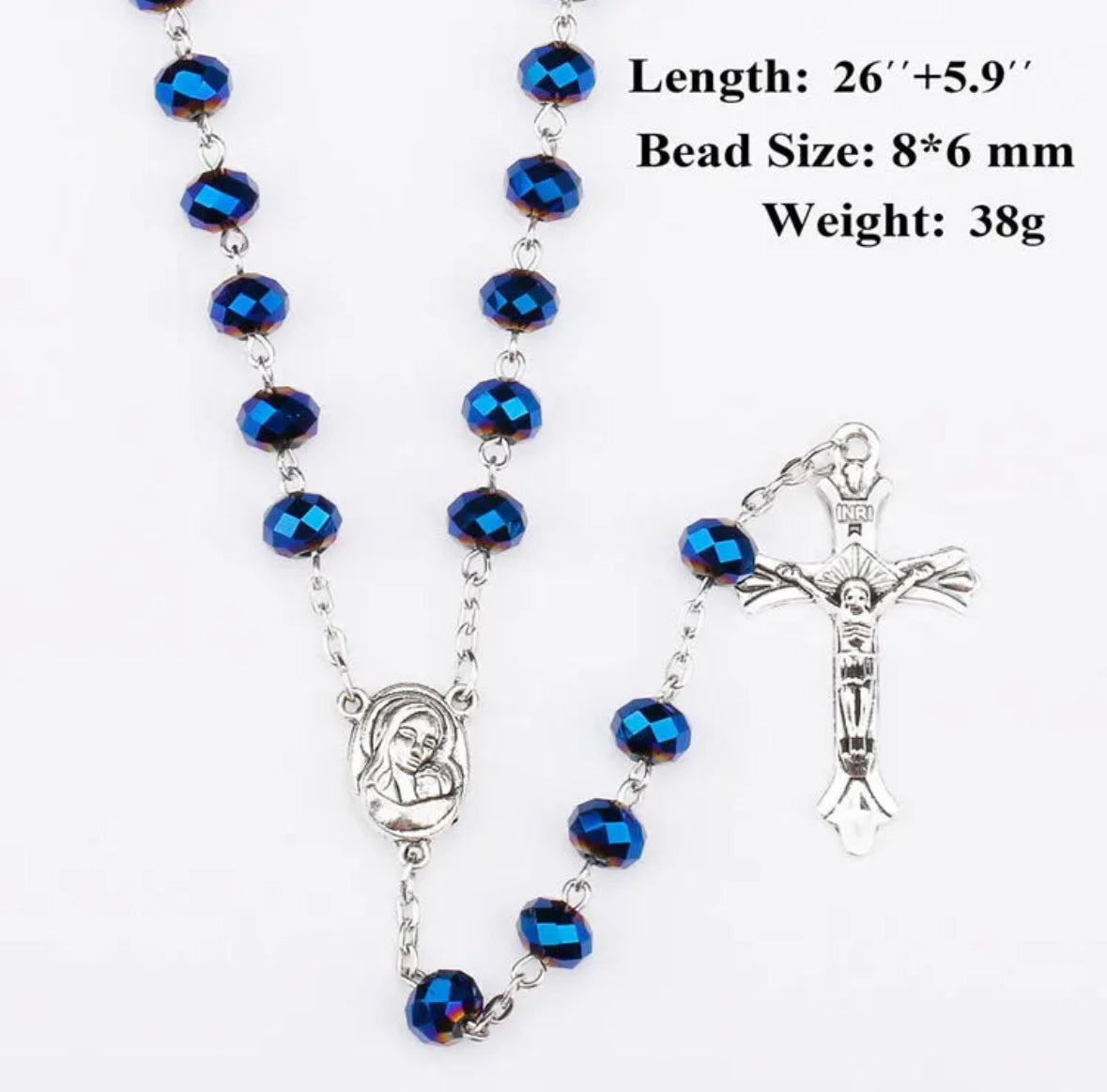 Blue Crystal Rosary Beads