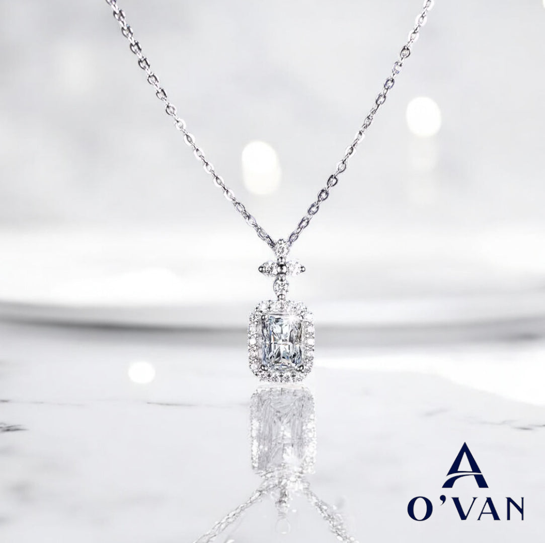 Ladies 1.0ct Emerald Cut Celestial Bloom Necklace