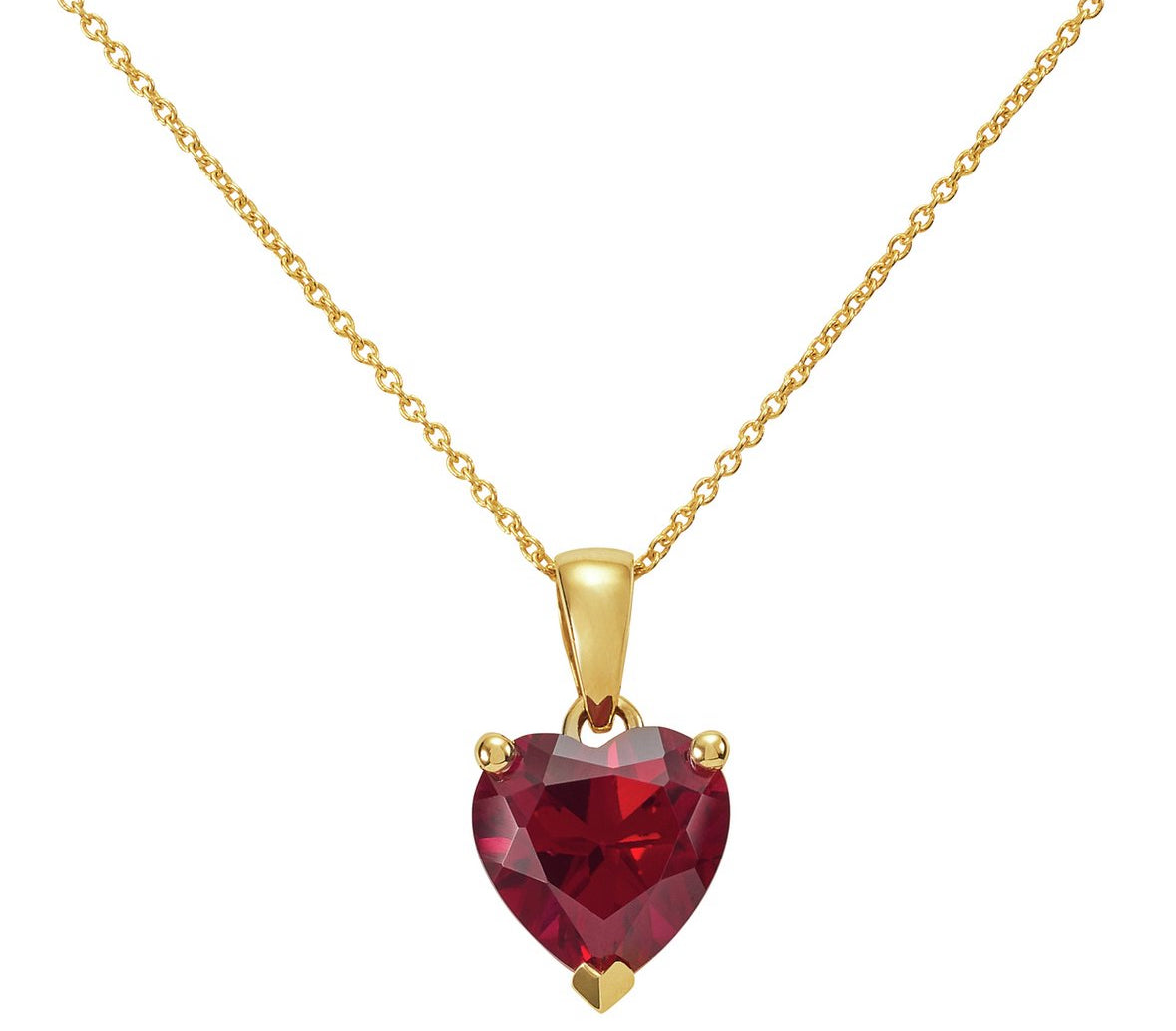 9ct Gold with Red Ruby Heart Necklace