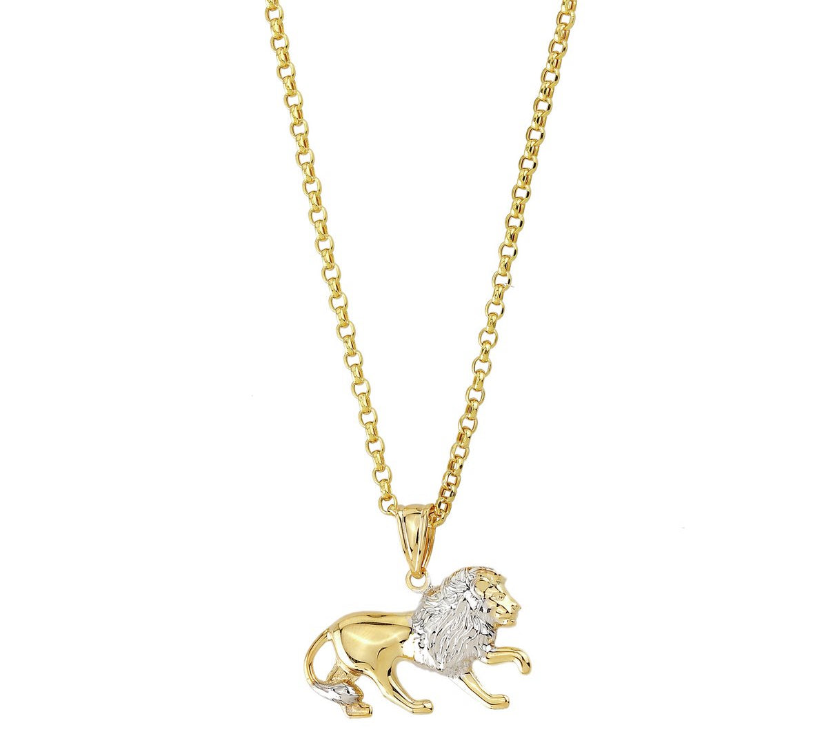 Men's 9ct Gold Two Tone Lion Pendant