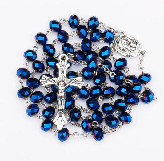 Blue Crystal Rosary Beads