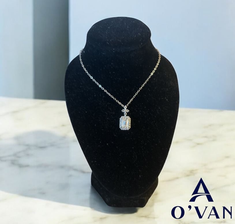 Ladies 1.0ct Emerald Cut Celestial Bloom Necklace
