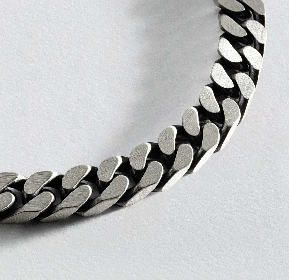 Men's Chunky Solid Silver Oxidized Curb Bracelet