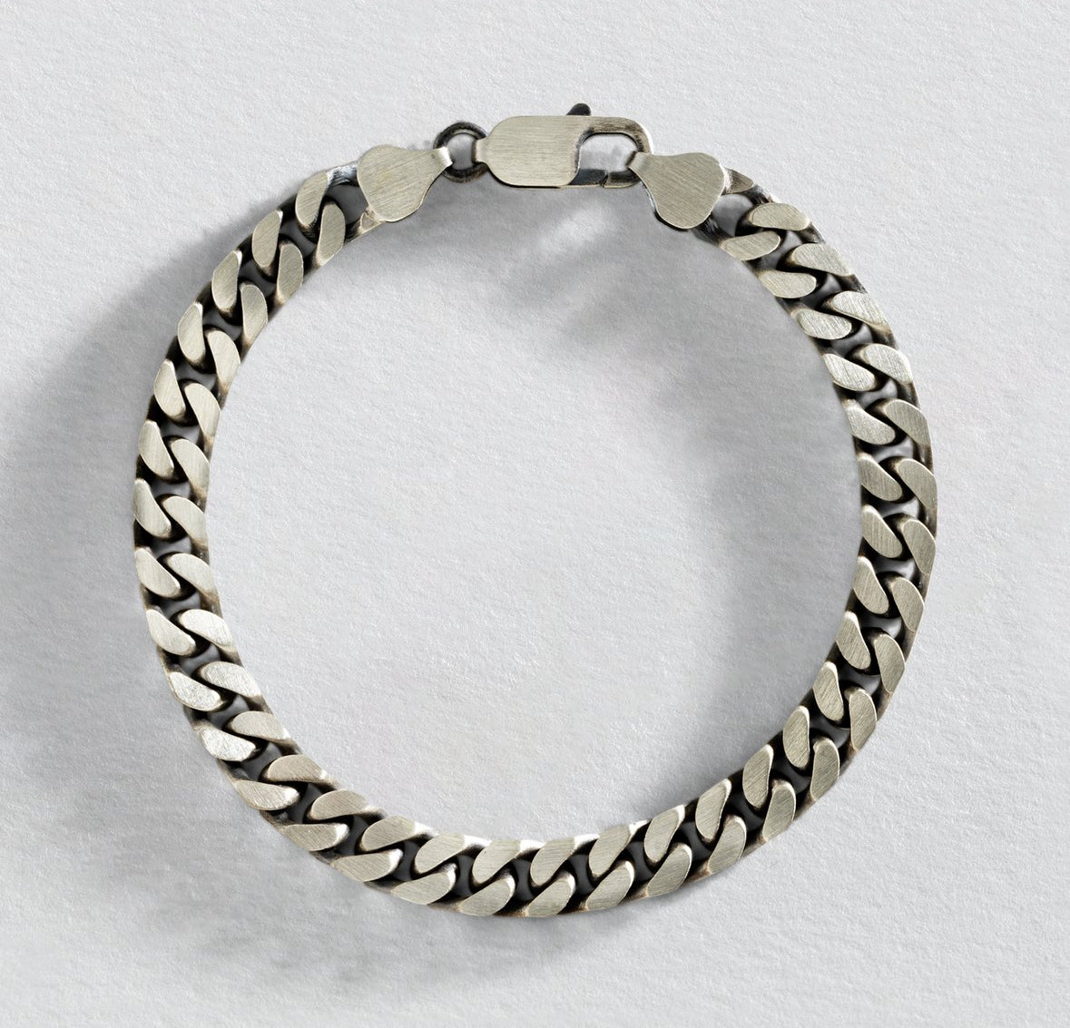 Men's Chunky Solid Silver Oxidized Curb Bracelet