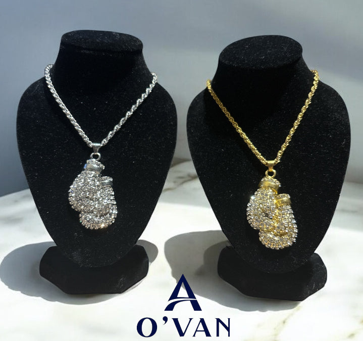 Stainless Steel Iced-Out Boxing Glove Necklace