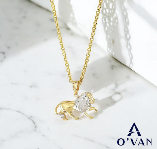 Men's 9ct Gold Two Tone Lion Pendant